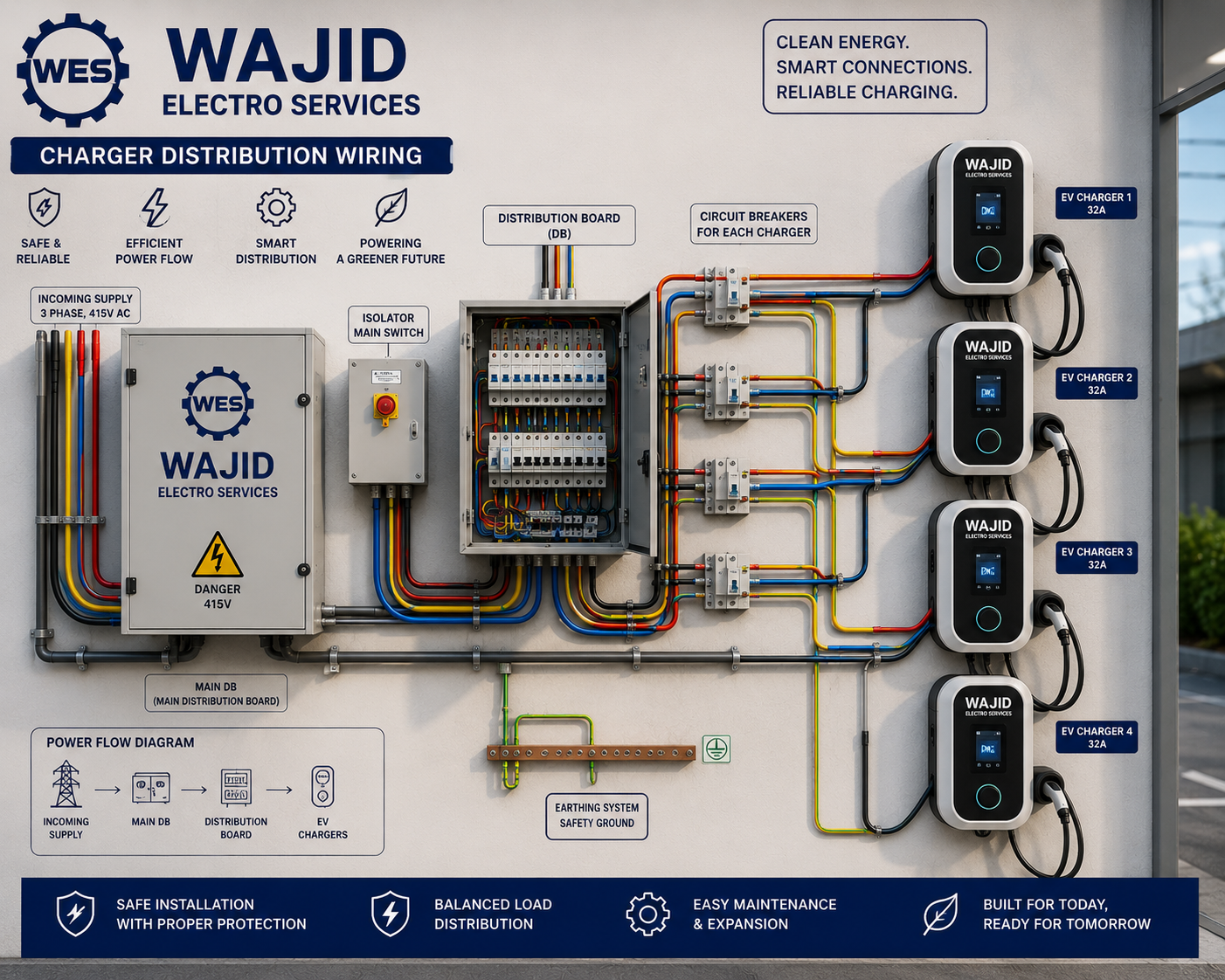 Charger distribution wiring
